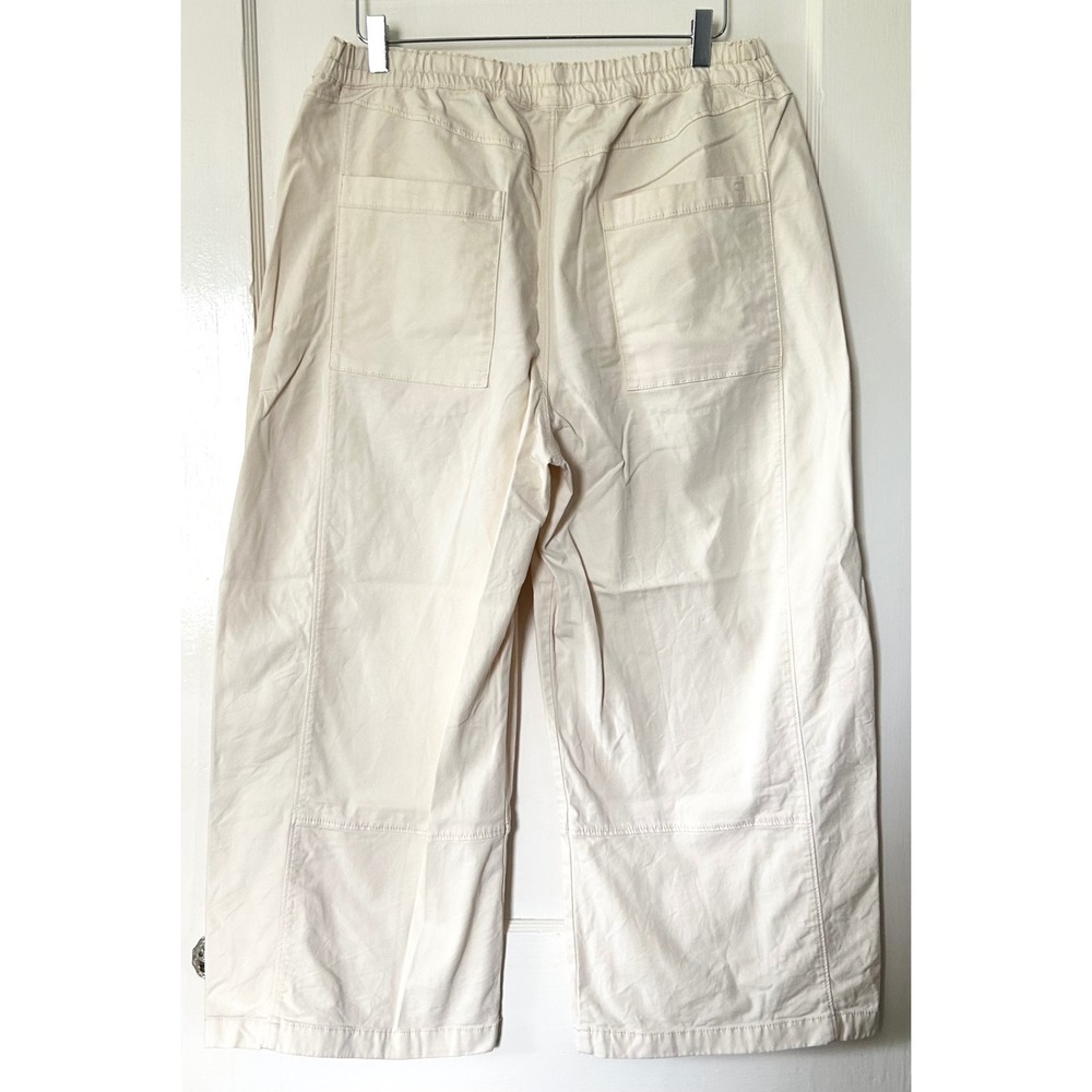 Anthropologie Pilcro Izzie Relaxed Pull-On Cotton Barrel Pants Neutral Cream L - Picture 5 of 9